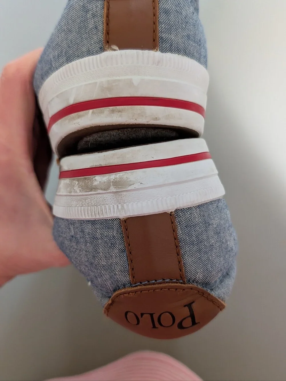 Polo Ralph Lauren Vaughn Chambray Sneakers Blue leather trim red pony men's 10.5